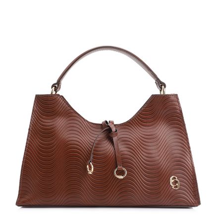 Bolsa De Mão Ondas - Couro Marrom