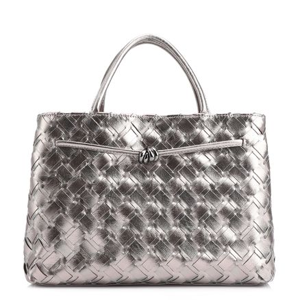 Bolsa Tote Tressê - Couro Prata