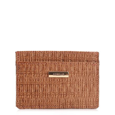 Porta Cartão - Couro Tramado Marrom Claro