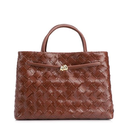 Bolsa Tote Tressê - Couro Marrom Escuro