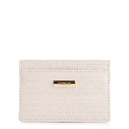 Porta Cartão - Couro Tramado Off White