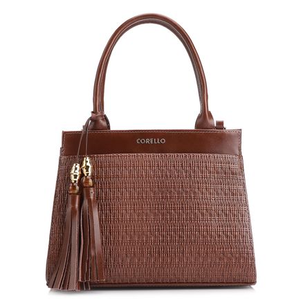 Bolsa De Mão Tramado - Couro Marrom