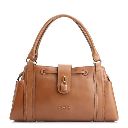 Bolsa Tote Cadeado - Couro Marrom Claro