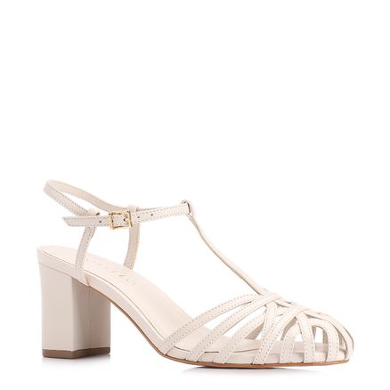 Scarpin Tira t - Couro Off White