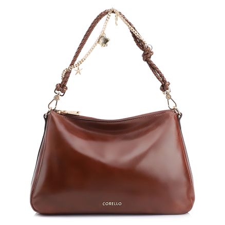 Bolsa De Ombro Bag Charm - Couro Marrom