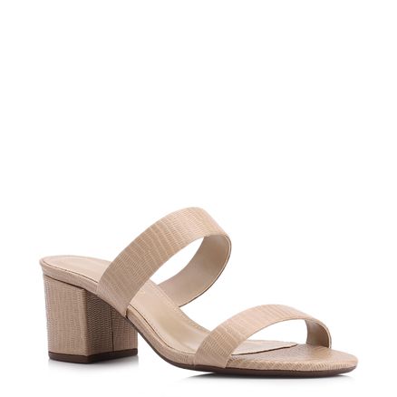 Mule - Couro Lezard Bege