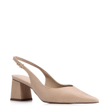 Scarpin - Couro Lezard Bege