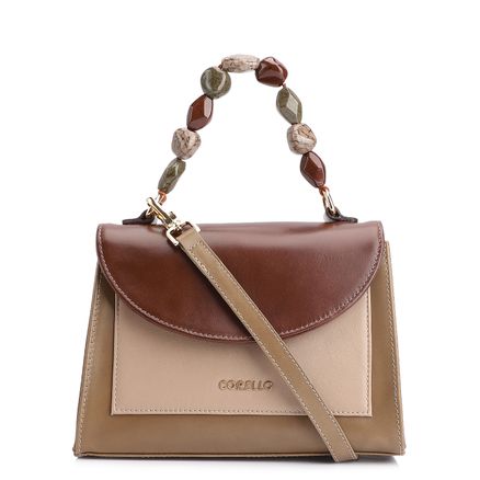 Bolsa De Mão - Couro Verde/Couro Marrom