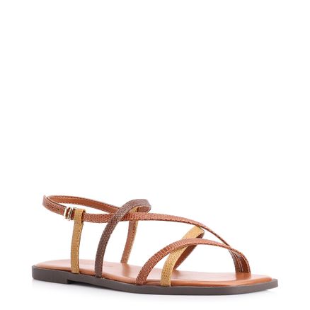 Rasteirinha - Alt Lezard Marrom/Alt Lezard Amarelo Açafrão