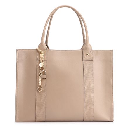 Bolsa Tote - Couro Bege/Couro Lezard Bege