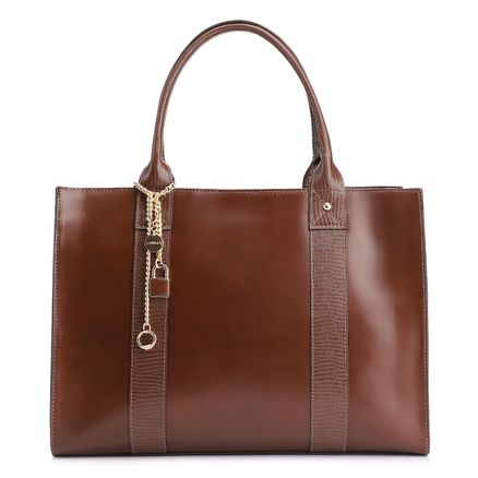 Bolsa Tote - Couro Marrom/Couro Lezard Marrom