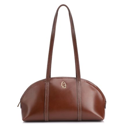 Bolsa De Ombro - Couro Marrom/Couro Lezard Marrom