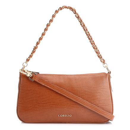Bolsa Ombro - Couro Lezard Marrom