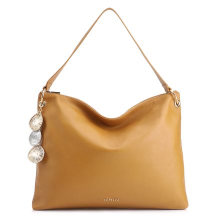 Bolsa Hobo Bag Charm - Couro Amarelo Açafrão