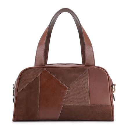 Bolsa De Mão Patchwork - Couro Marrom