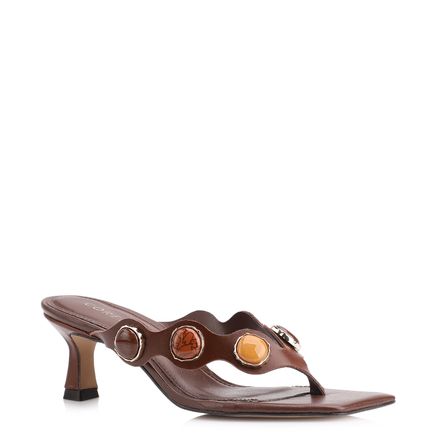 Mule Pedras - Couro Marrom