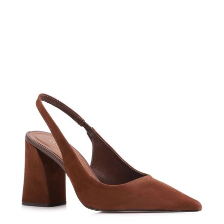 Scarpin - Couro Nobuck Marrom