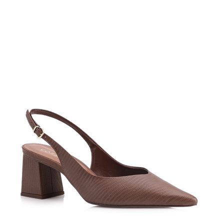 Scarpin - Couro Lezard Marrom