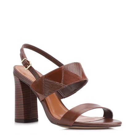 Sandália Patchwork - Couro Marrom