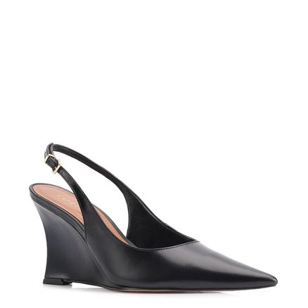 Scarpin Anabela - Couro Preto