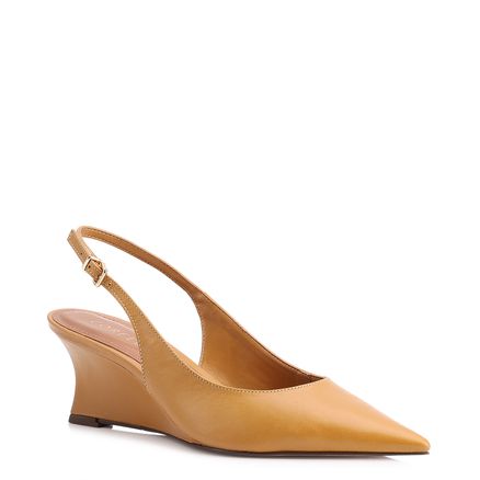 Scarpin Anabela - Couro Amarelo