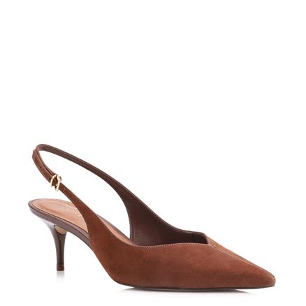 Scarpin - Couro Nobuck Marrom