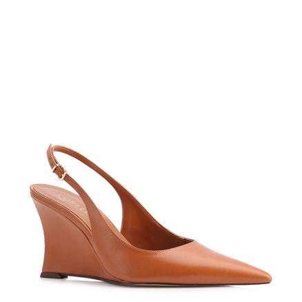 Scarpin Anabela - Couro Marrom Claro