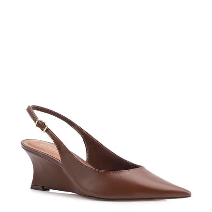 Scarpin Anabela - Couro Marrom