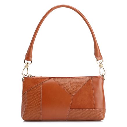 Bolsa Bolsa De Ombro Patchwork - Couro Marrom Claro