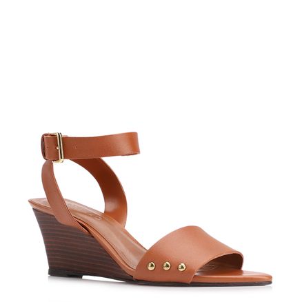 Sandália Anabela - Couro Marrom Claro