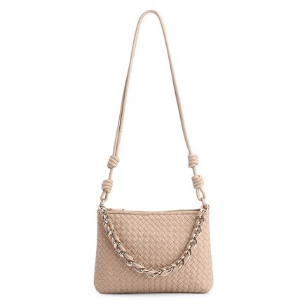 Bolsa De Ombro Tressê - Couro Bege