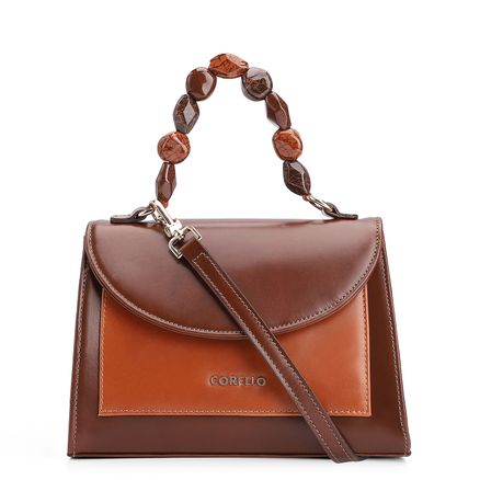 Bolsa De Mão - Couro Marrrom Escuro e Marrom Claro