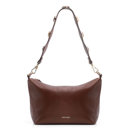 Bolsa De Ombro Pedras - Couro Marrom