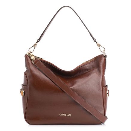 Bolsa Hobo Pedras - Couro Marrom