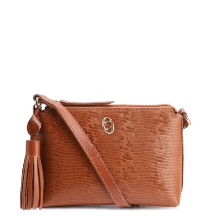 Bolsa Transversal - Couro Lezard Marrom