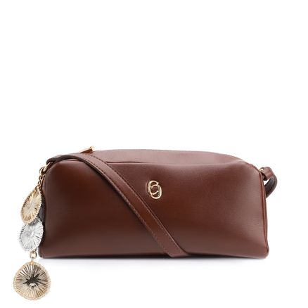 Bolsa Transversal Bag Charm - Couro Marrom