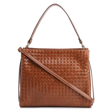Bolsa De Ombro Tressê - Couro Marrom Claro