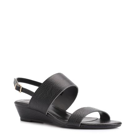 Sandália Anabela - Couro Antique Preto