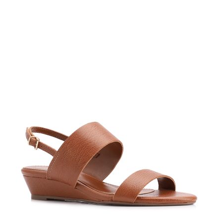 Sandália Anabela - Couro Antique Marrom Claro