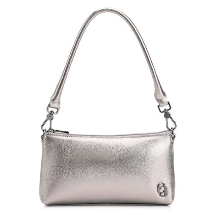 Bolsa De Ombro - Couro Estonado Prata