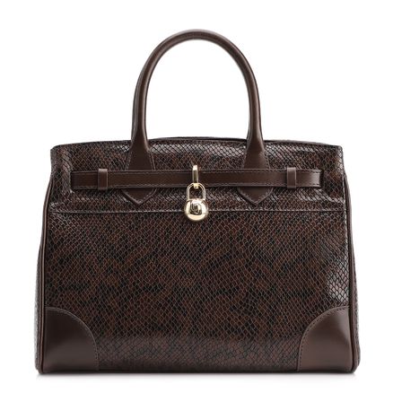 Bolsa Tote - Alt Python Marrom Escuro/Couro Marrom Escuro