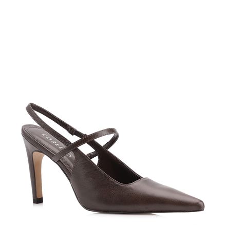 Scarpin - Couro Estonado Marrom Escuro