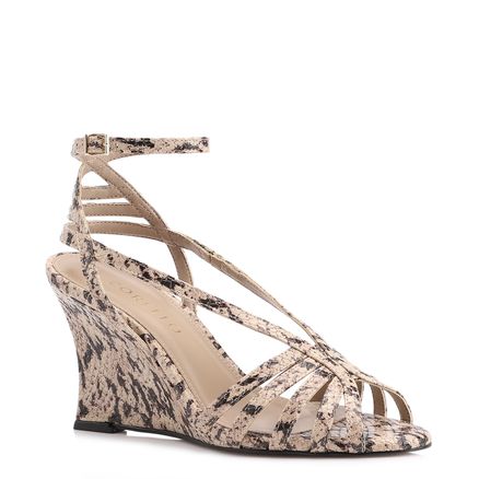 Sandália Anabela - Alt Python Bege/Preto