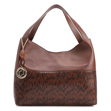 Bolsa Tote - Alt Python Marrom /Couro Marrom