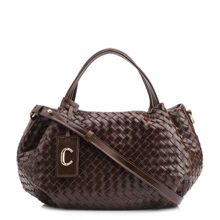 Bolsa Tote Tressê - Couro Marrom Escuro