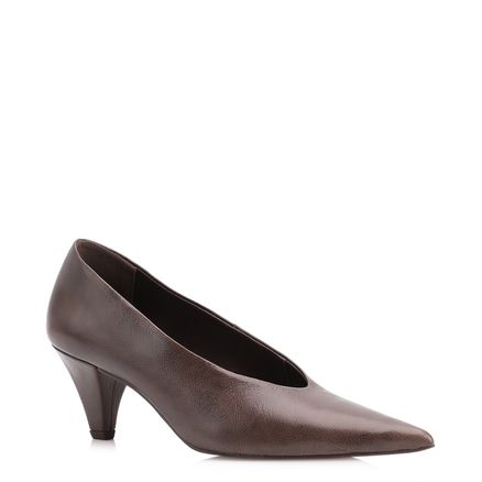 Scarpin - Couro Estonado Marrom Escuro
