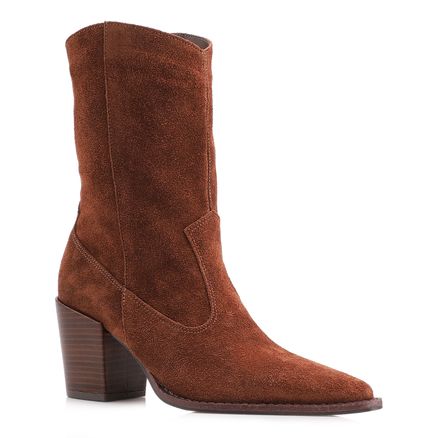 Bota Western - Couro Camurca Marrom