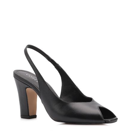 Peep Toe - Couro Preto