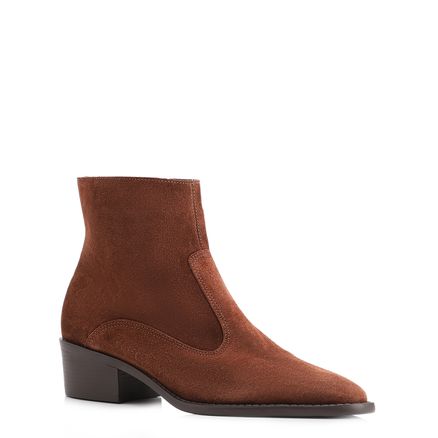 Bota - Marrom Cano Baixo Salto Baixo Western Camurça