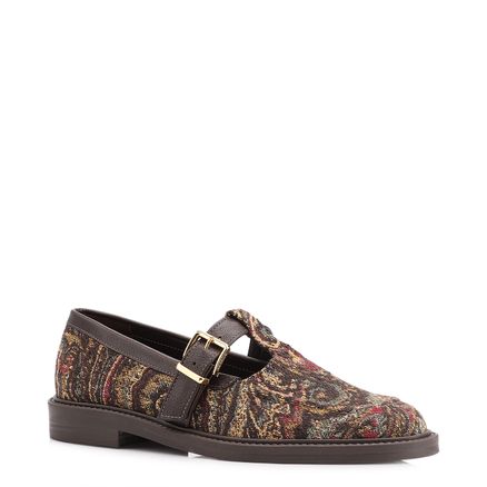 Mocassim - Tecido Jacquard Paisley/Alt Marrom Escuro